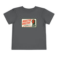 A dark grey short-sleeve t-shirt with a vintage-style graphic on the chest reading 'BOOSTIN' ROOSTERS' in red and black text with a rooster illustration.