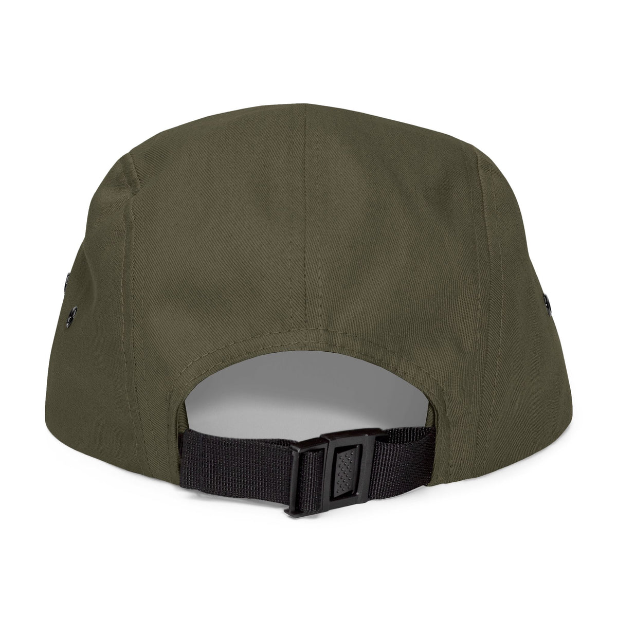 Green cap with a black strap on a white background
